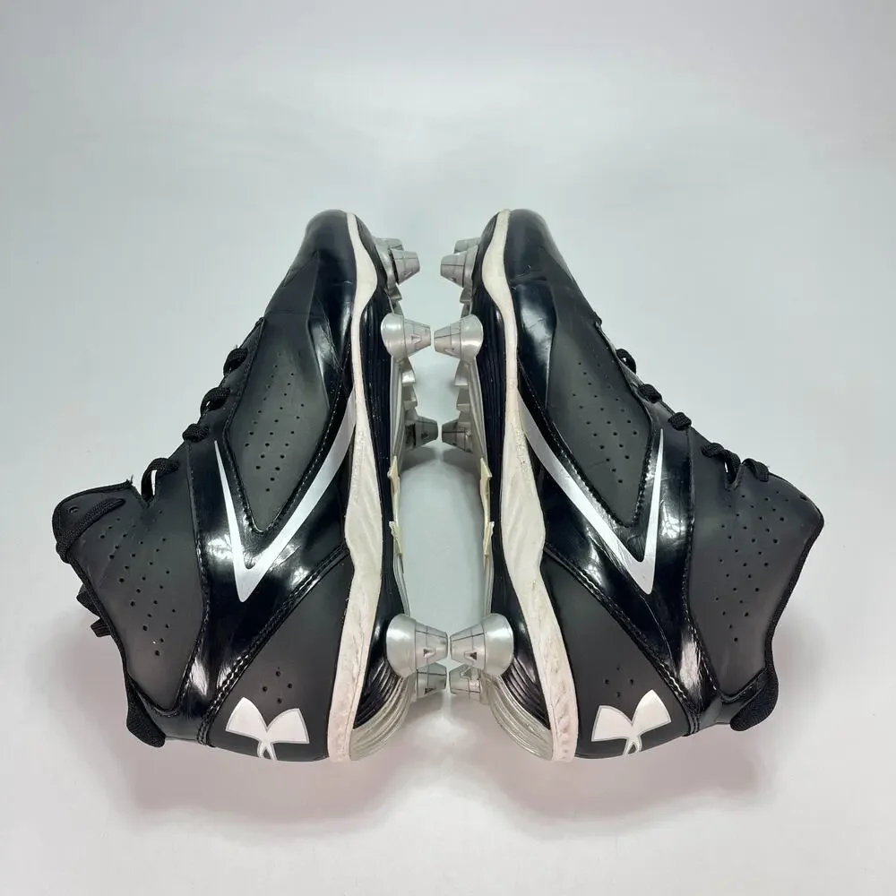 Under Armour Saber Mid Black White Football Cleats 1258023-001 Men's Size 10